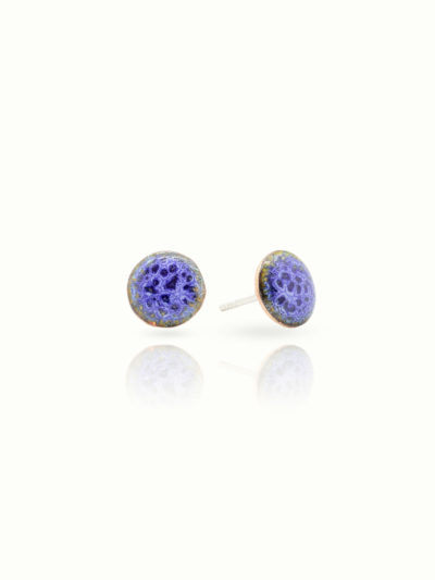 handmade enamelled copper button earrings siliza joyas del fuego